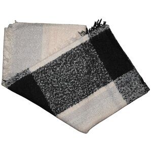 Free People Beige & Black Plaid Blanket Scarf SUPER SOFT Oversized Wrap